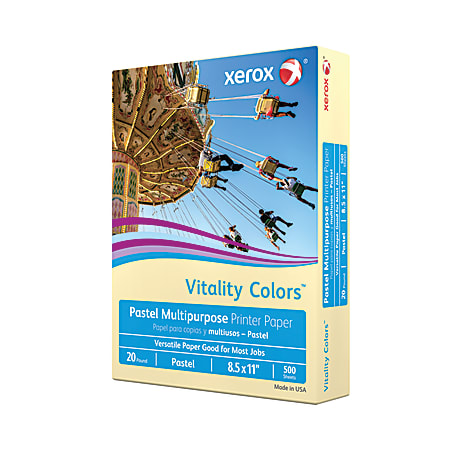 Xerox Vitality Colors Color Multi Use Printer Copier Paper Letter Size 8 12  x 11 Ream Of 500 Sheets 20 Lb 30percent Recycled Ivory - Office Depot